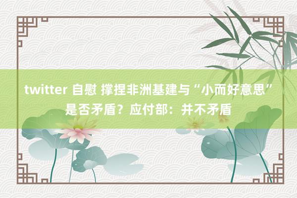 twitter 自慰 撑捏非洲基建与“小而好意思”是否矛盾？应付部：并不矛盾