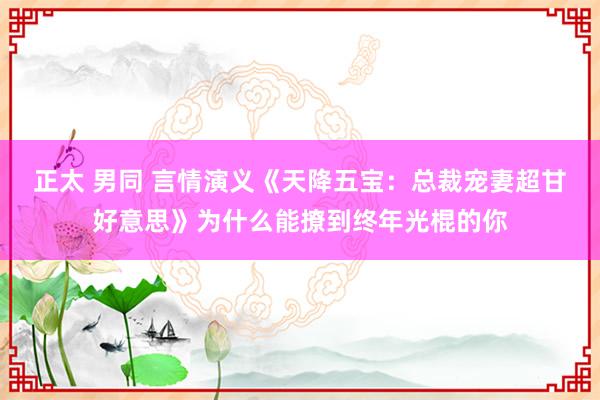 正太 男同 言情演义《天降五宝：总裁宠妻超甘好意思》为什么能撩到终年光棍的你