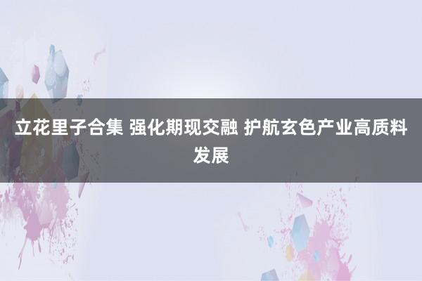 立花里子合集 强化期现交融 护航玄色产业高质料发展