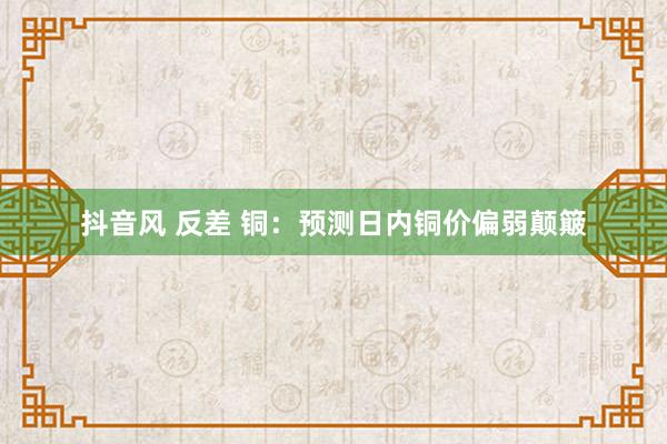 抖音风 反差 铜：预测日内铜价偏弱颠簸