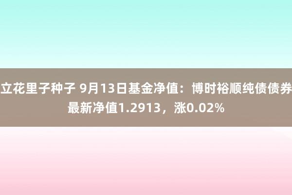 立花里子种子 9月13日基金净值：博时裕顺纯债债券最新净值1.2913，涨0.02%