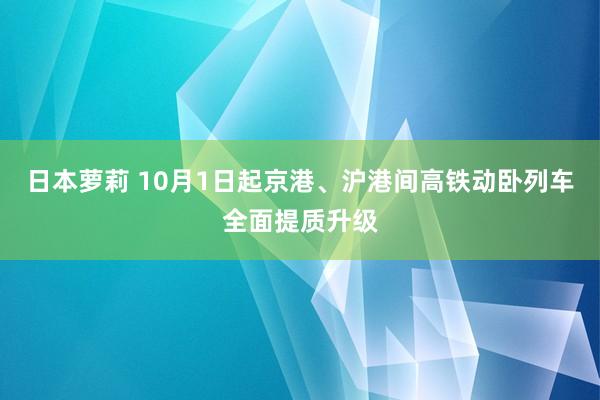 日本萝莉 10月1日起京港、沪港间高铁动卧列车全面提质升级