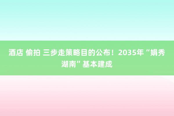 酒店 偷拍 三步走策略目的公布！2035年“娟秀湖南”基本建成