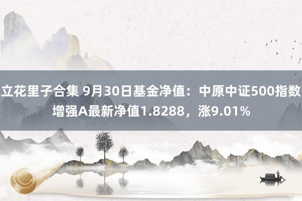 立花里子合集 9月30日基金净值：中原中证500指数增强A最新净值1.8288，涨9.01%