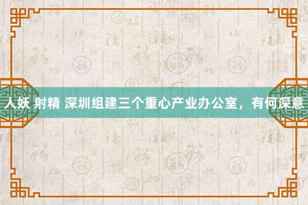 人妖 射精 深圳组建三个重心产业办公室，有何深意