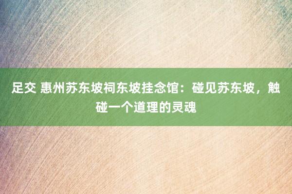 足交 惠州苏东坡祠东坡挂念馆：碰见苏东坡，触碰一个道理的灵魂