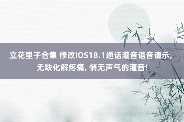 立花里子合集 修改IOS18.1通话灌音语音请示， 无缺化解疼痛， 悄无声气的灌音!