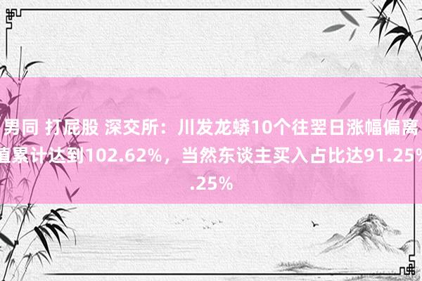 男同 打屁股 深交所：川发龙蟒10个往翌日涨幅偏离值累计达到102.62%，当然东谈主买入占比达91.25%