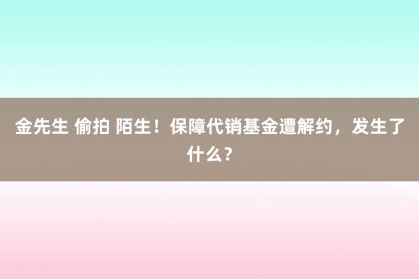 金先生 偷拍 陌生！保障代销基金遭解约，发生了什么？